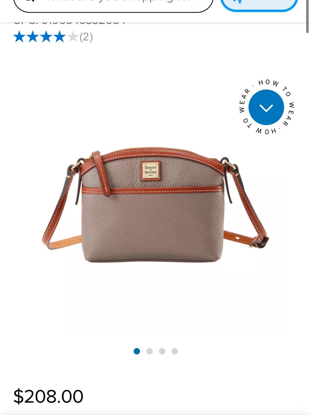 Dooney & Bourke Taupe Crossbody with Tan Trim